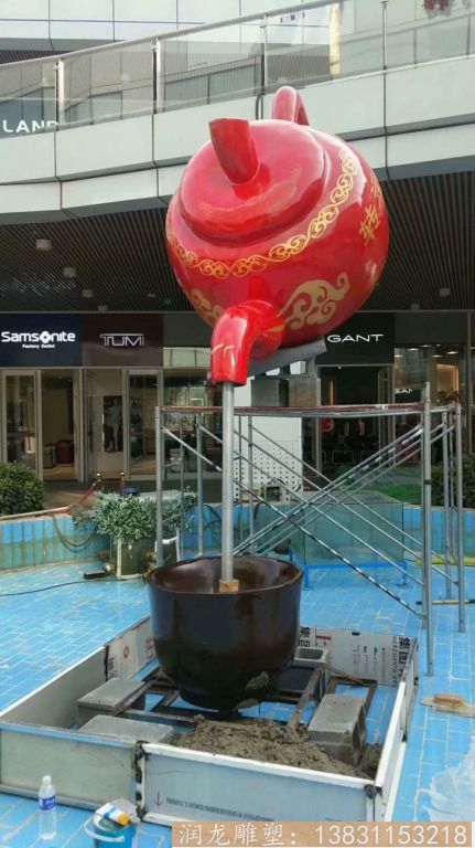 玻璃鋼流水壺雕塑，天壺雕塑5