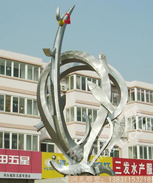 不銹鋼大型景觀抽象魚雕塑 魚雕塑定制